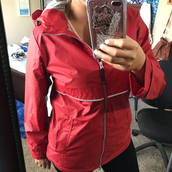 red charles river rain jacket